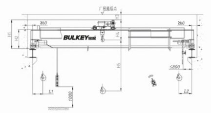 歐式雙梁電動葫蘆起重機外形尺寸結(jié)構(gòu)圖紙